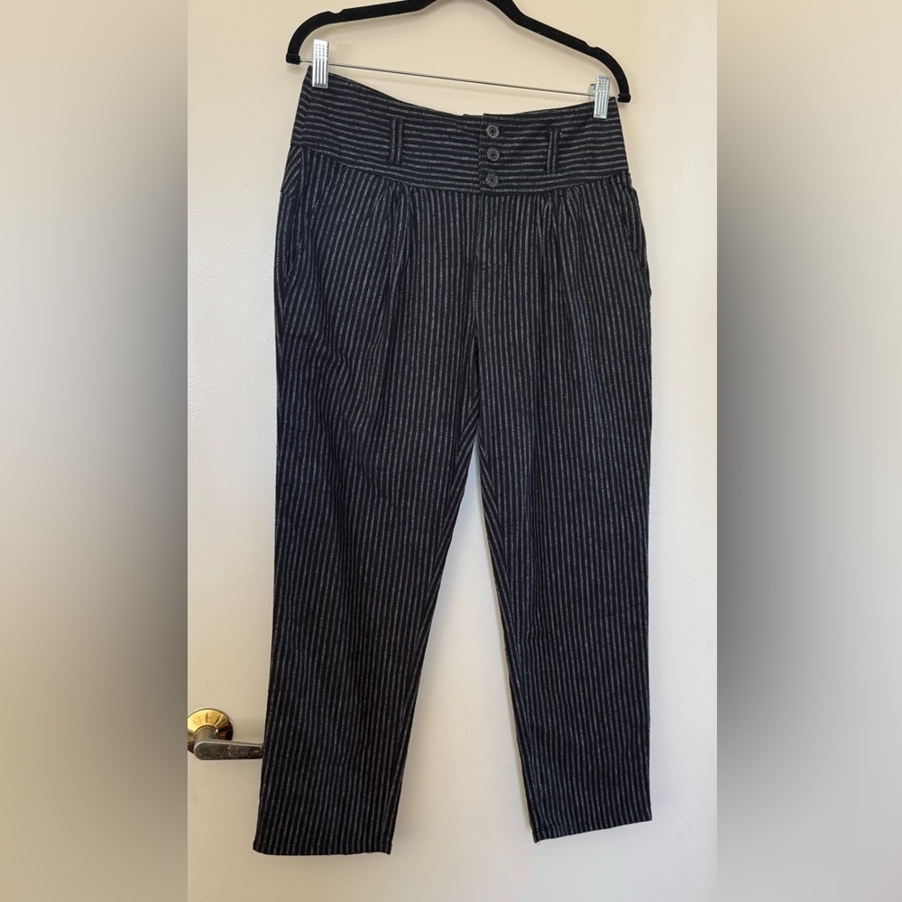 Sundance Amelia Stripe Trouser Linen Blend Pants in Size P6 - Picture 8 of 11